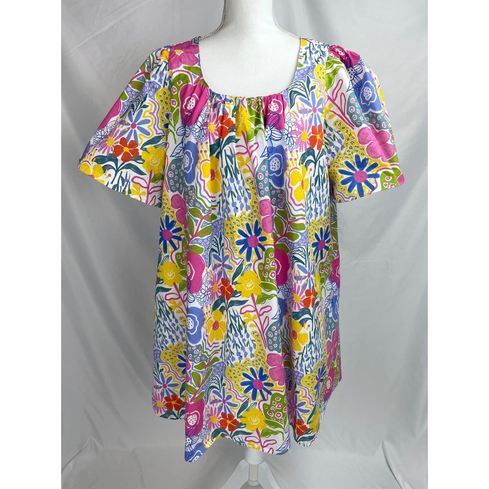Anniewear Dress Women XL Floral Short Sleeve White Floral Annie Wear